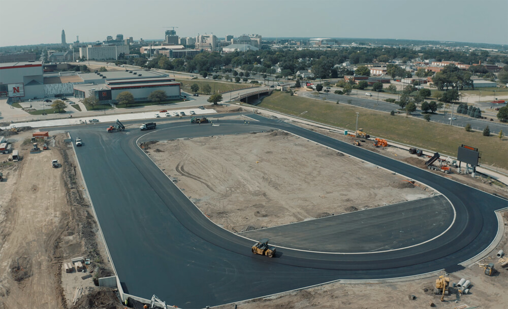 Constructors paving new running track at University of Nebraska Lincoln